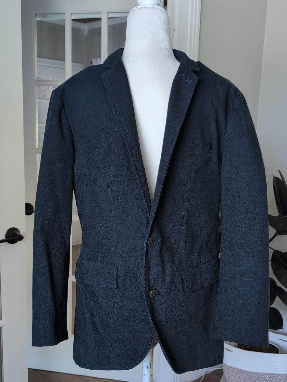 Club Monaco Men's Navy Blue Cotton- Classic Two-Button Jacket Size Small